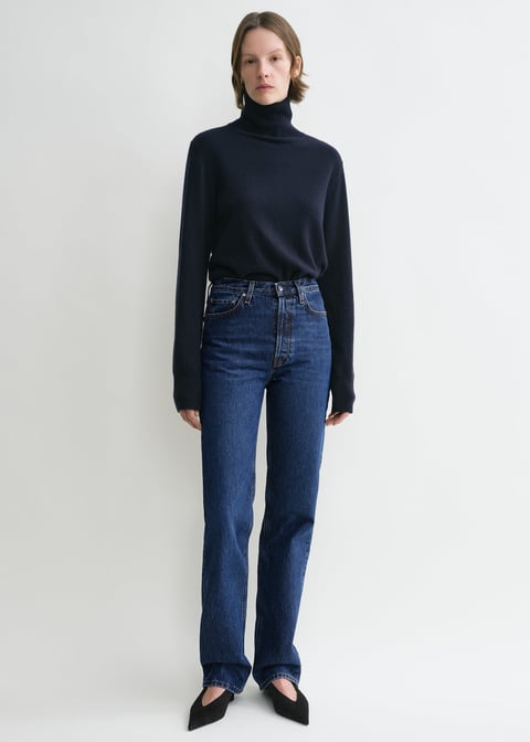 Classic cut denim full length dark blue – TOTEME