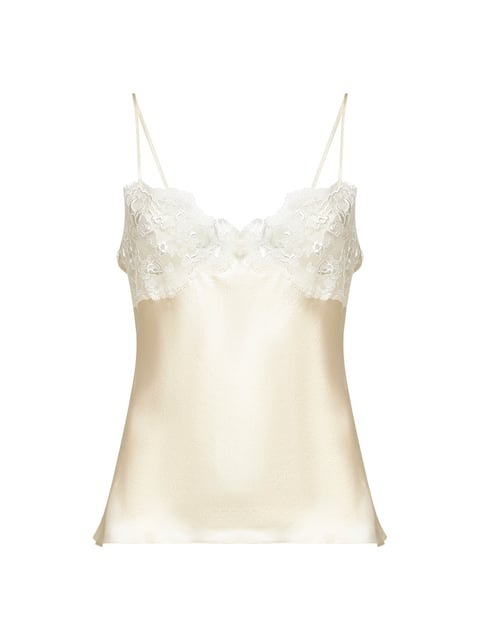Chloé Women Ivory Washed Silk Satin And Lace Camisole Top