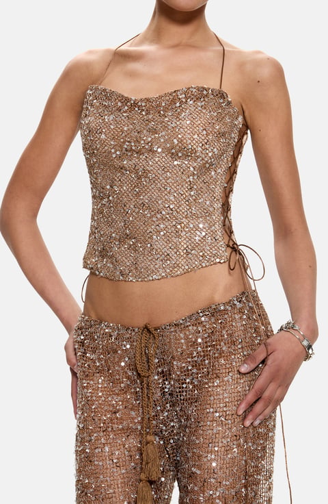 Deva Sequin Knit Corset Top (Women) | Nordstrom
