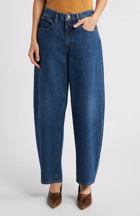 Low Slung Barrel Leg Jeans