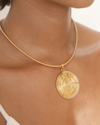 Statement Disc Choker Necklace in 18K Gold Plated, 15"