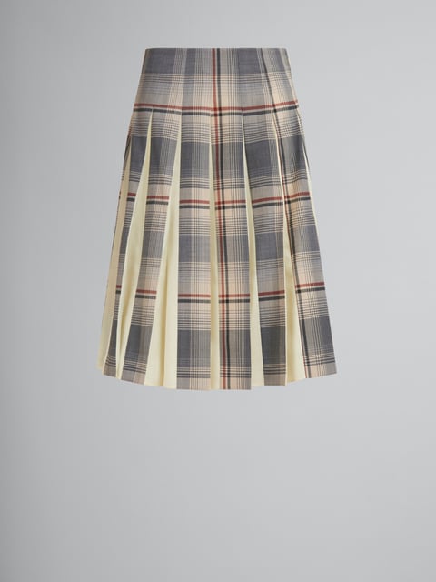Grey checked wool skirt with pleats | Marni