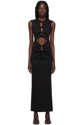 Black Open Twist Maxi Dress