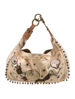 Beaded Leather Hobo Bag