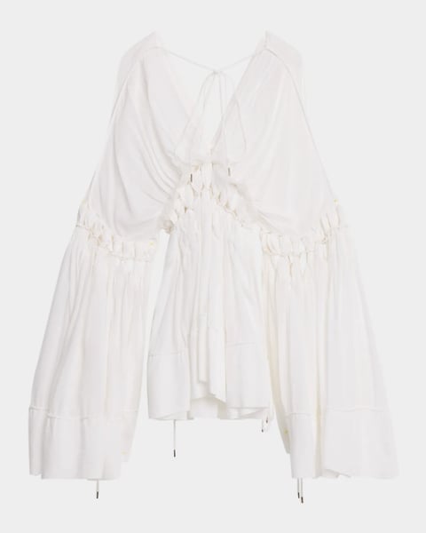 Sirocco Cutout Cotton Muslin Long-sleeve Mini Dress