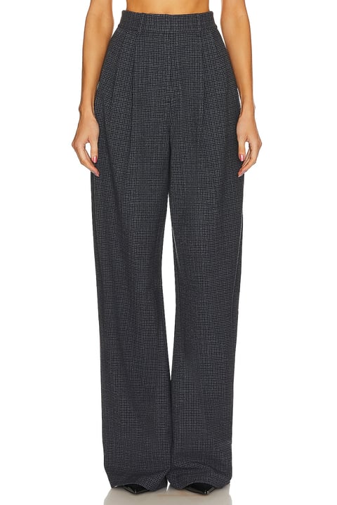 The High Waist Pleated Plaid Trouser