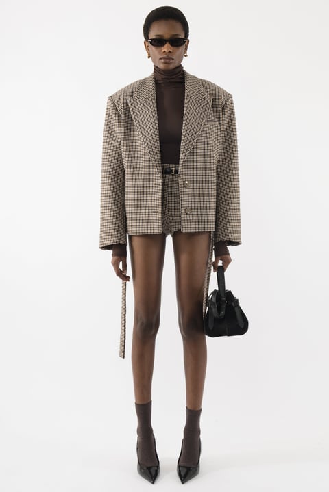 Checked Belt Jacket