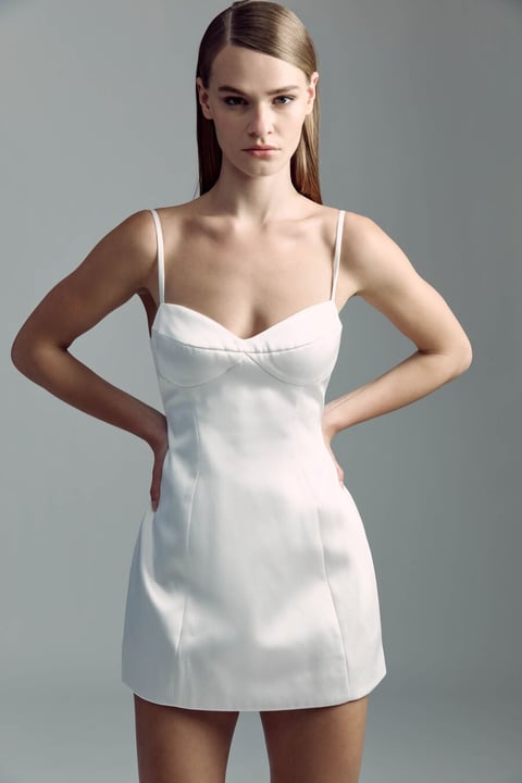 marcello hourglass mini dress in orchid white
