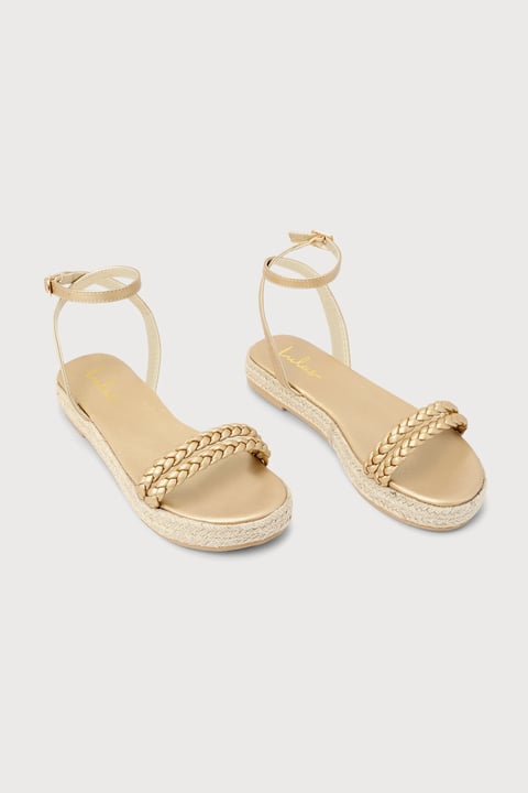 Iriala Gold Raffia Flatform Espadrille Sandals