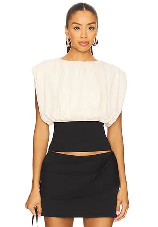 Amira Top in Ivory & Black