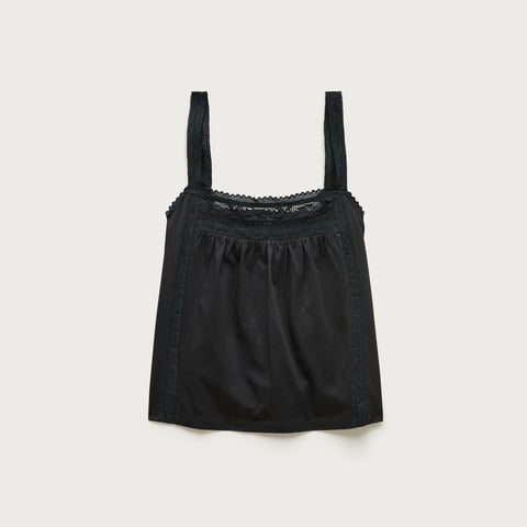 Lace-trim tank top in broken-in jersey