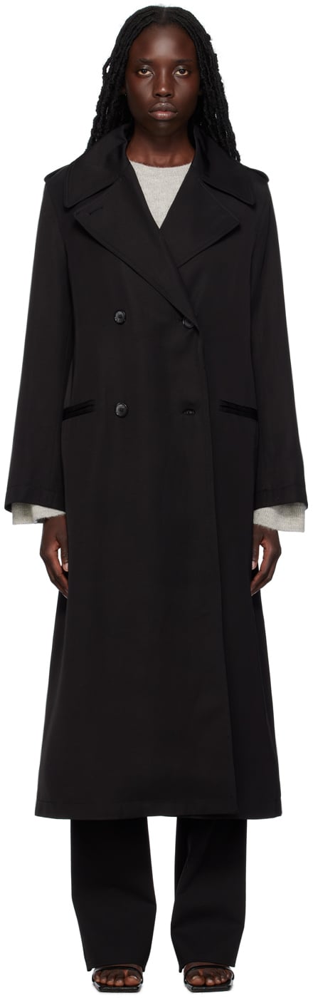Black Fluid Trench Coat