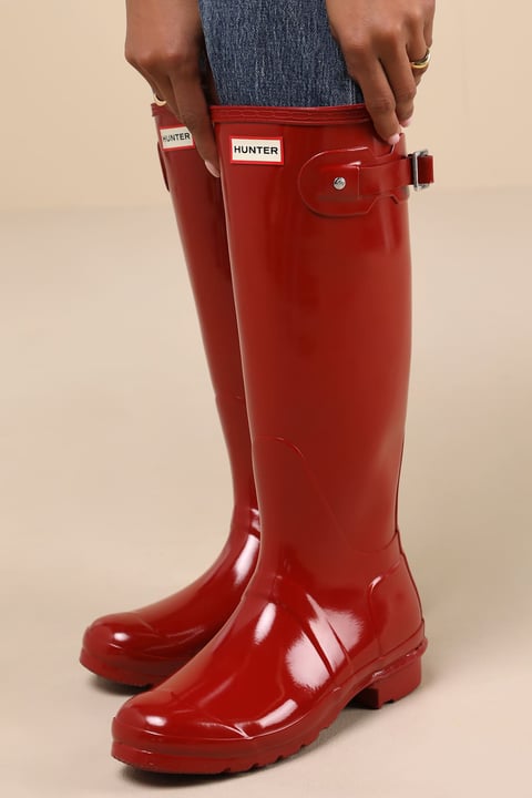 Original Tall Military Red Glossy Rain Boots