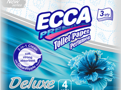 Զուգարանի թուղթ ECCA 20 մետր premium Deluxe տպած հոտ 3 շերտ 4-10 հատ