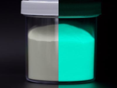 ԹԱՓԱՆՑԻԿ-ՓԻՐՈՒԶԱԳՈՒՅՆ փոշի-լուսարձակող գունանյութ (TURQUOISE GLOW IN THE DARK Color Powder)