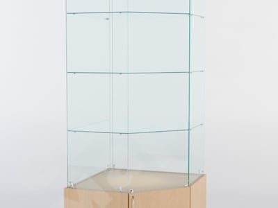 Витрина стеклянная ВЕНА угловая №13 пятигранная (с дверкой, задние стенки стекло)