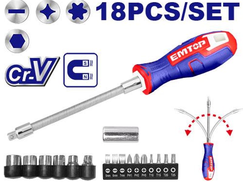 18 Pcs flexible shaft screwdriver set