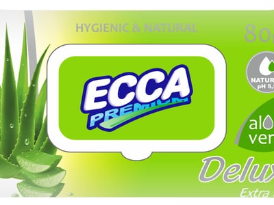 Խոնավ անձեռոցիկ ECCA Deluxe aloe vera կափ-ով 80-12 հատ
