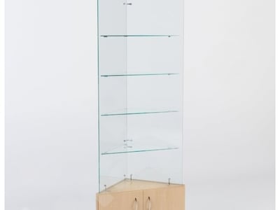 Витрина стеклянная ВЕНА угловая №603-У трехгранная (без дверок, бока зеркало)