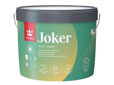 Էկոլոգիապես մաքուր լվացվող ներկ Joker C մետաքսե փայլատ 9լ, Տիկկուրիլա