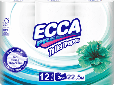 Զուգարանի թուղթ ECCA 22.5 մետր premium 2 շերտ 12-4 հատ
