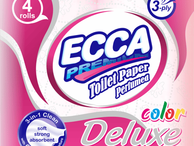 Զուգարանի թուղթ ECCA 20 մետր premium Deluxe տպած հոտ գուն 3 շերտ 4-10 հատ