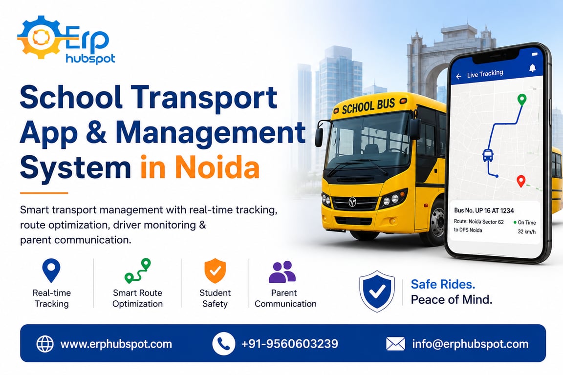 Best School Transport App & Management System in Noida – Smart GPS-Based School Transportation Solutions | ERP Hubspot