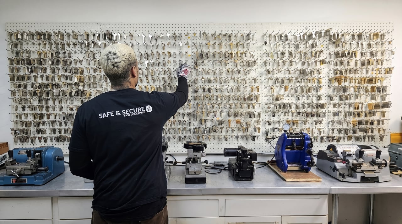Licensed locksmith at the key wall — The Vancouver Locksmith, Vancouver