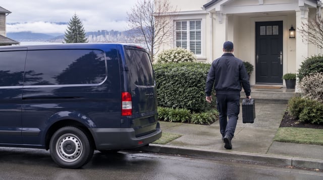 Locksmith cost in Vancouver 2026 price guide showing service van and residential lock