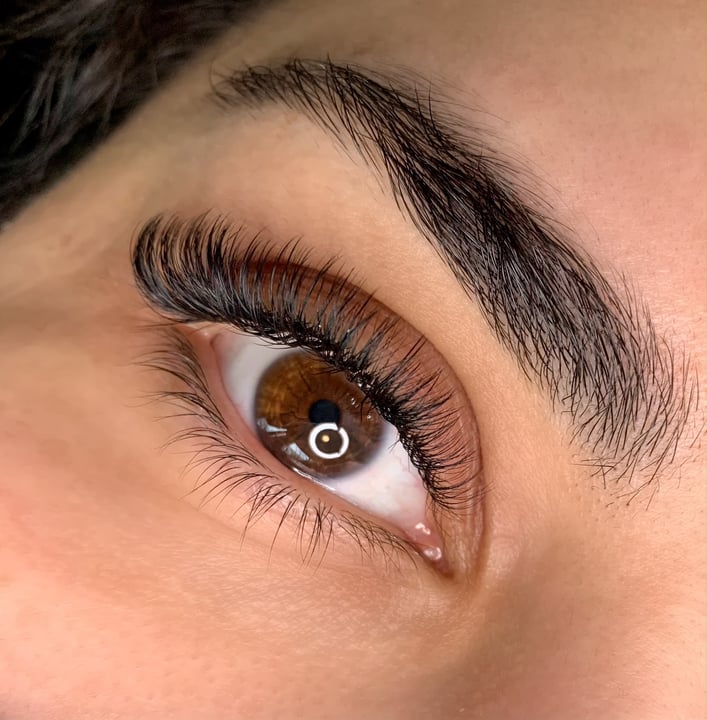 Close-up of a volume lash extension set