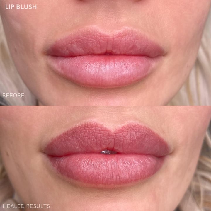 Lip blush before and healed comparison