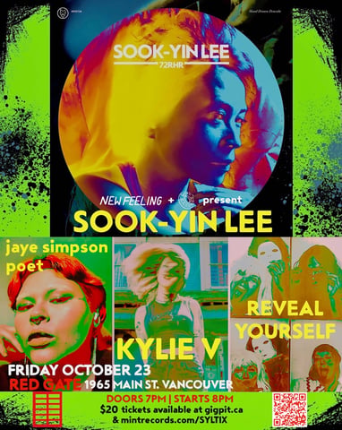 Sook-Yin Lee with Kylie V, Reveal Yourself, and jaye simpson flyer