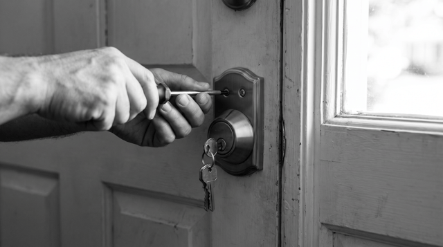 Installing a new deadbolt on a wooden front door