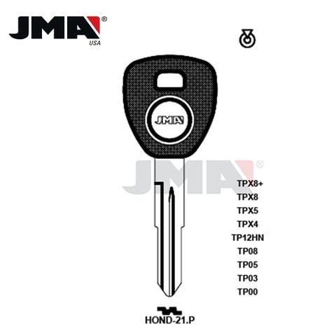 JMA – 1996-2006 Honda / Acura / HD106-PT Transponder Key / TP08HOND-21.P