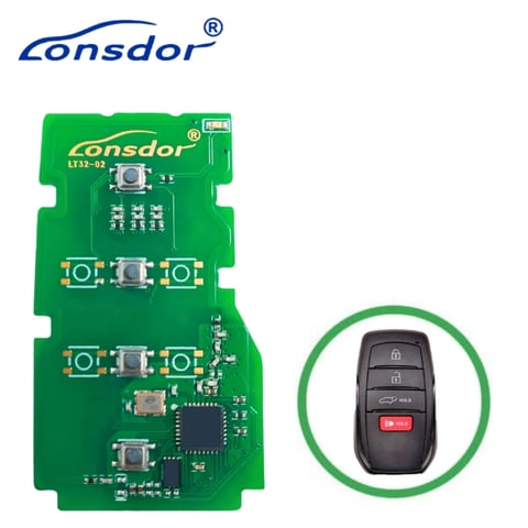 Lonsdor – LT32-02 – Toyota / Lexus 4-Button Smart Key PCB – 4A-B6 – Adjustable Frequency