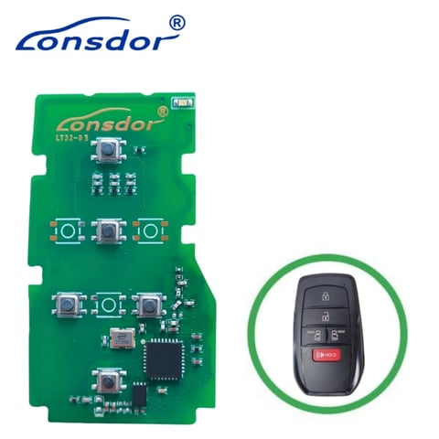 Lonsdor – LT32-03 – Toyota / Lexus 5-Button Smart Key PCB – 4A-B6 – Adjustable Frequency