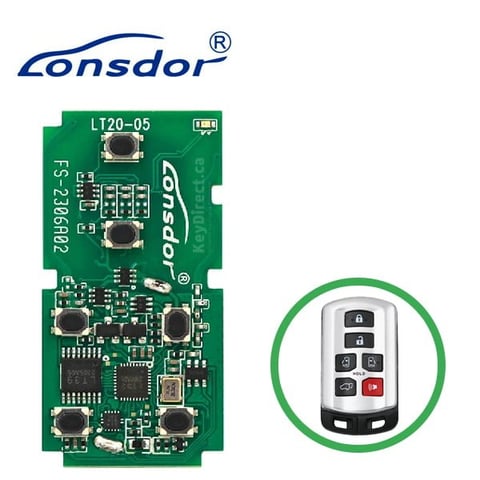 Lonsdor – LT20-05 – 2010-2019 Toyota Sienna 6-Button Smart Key PCB – 8A+4D – Adjustable Frequency