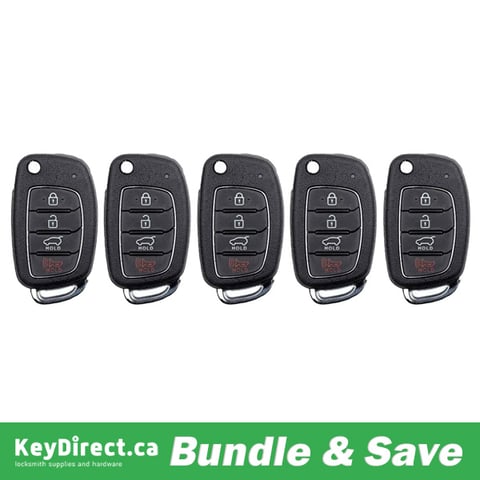 Pack of 5 / 2016-2019 Hyundai Tucson / 4-Button Remote Flip Key / PN: 95430-D3010 / TQ8-RKE-4F25 / WITH CHIP (Aftermarket)