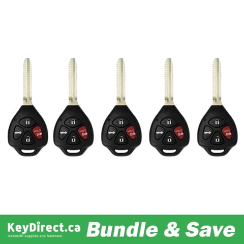 Pack of 5 / 2010-2014 Toyota / 4-Button Remote Head Key / FCC ID: GQ4-29T / PN: 89070-12820 (Aftermarket)