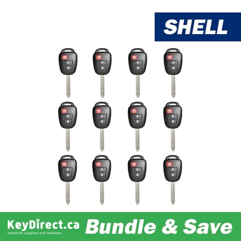 Dozen Pack / Toyota 3-Button Remote Head Key Shell / TOY43 (Aftermarket)
