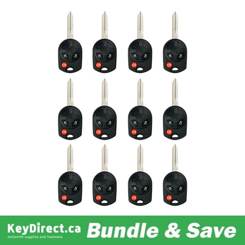 Dozen Pack / 2000-2018 Ford / Lincoln / Mazda / Mercury / 3-Button Remote Head Key / OUCD6000022 (Aftermarket)