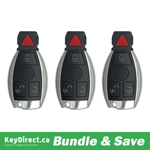 Pack of 3 / 1997-2014 Mercedes Benz / 4-Button Fobik Key / IYZ-3312