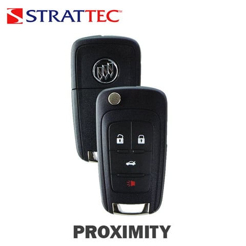 Strattec – 2010-2022 Buick / 4-Button Remote Flip Key / PN: 5912558, 13504283 / OHT05918179 / PEPS / BUICK LOGO