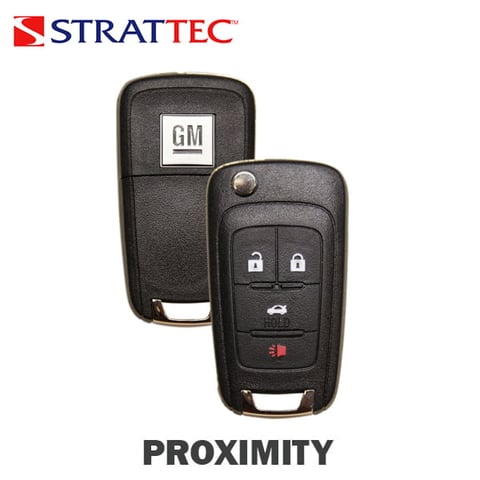 Strattec – 2010-2022 Chevrolet Buick / 4-Button Remote Flip Key / PN: 5927057, 13586120 / OHT05918179 / PEPS / GM LOGO