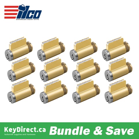 Dozen Pack / ILCO – 15996 – Key-In-Knob (KIK) Cylinder / 6 Pin Zero Bitted / Schlage C145 Keyway / 26D – Satin Chrome