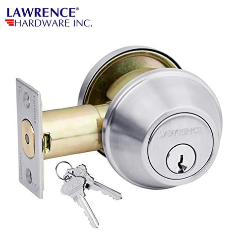 LAWRENCE HARDWARE 560 Series / Single Cylinder Commercial Deadbolt / US32D / 560N 1-1/2” Bore / LH560N-SN