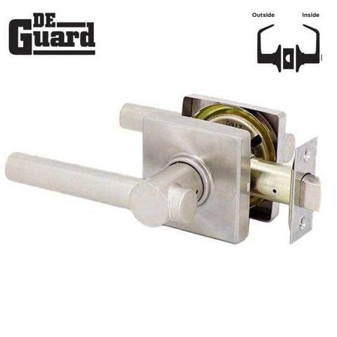 DeGuard Premium Contemporary Leverset Lock – Square Rose – Satin Stainless – Passage – Grade 3