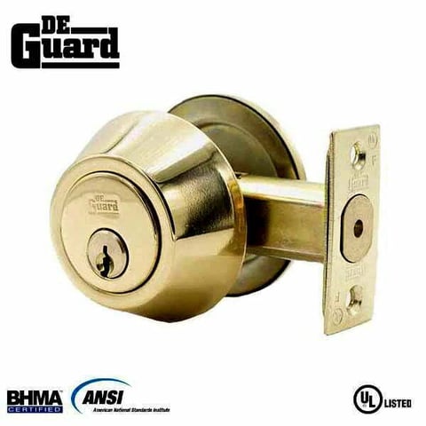 DeGuard Premium Single Cylinder Deadbolt / Polished Brass / Grade 3 / SC1