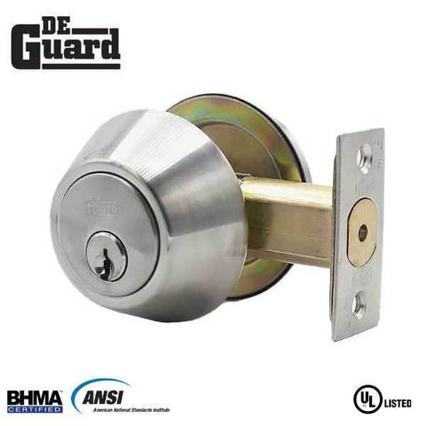 DeGuard Premium Single Cylinder Deadbolt / Stainless Steel / Grade 3 / KW1