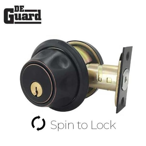 DeGuard Premium Single Cylinder “Spin To Lock” Deadbolt – Oil Rubbed Bronze – Grade 3 – SC1